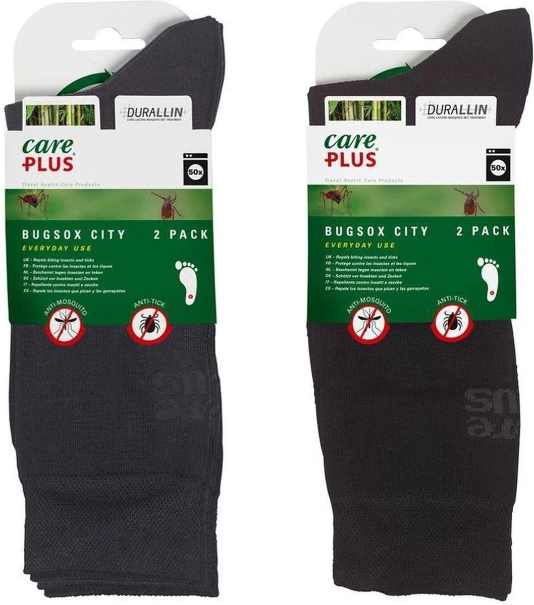 Care Plus Wandelsokken - Bugsox Traveller - Twee Paar - Zwart - Maat: 38-40 - Insectenwerende Sokken 4 Care Plus Wandelsokken - Bugsox Traveller - Twee Paar - Zwart - Maat: 38-40 - Insectenwerende Sokken - Afbeelding 2