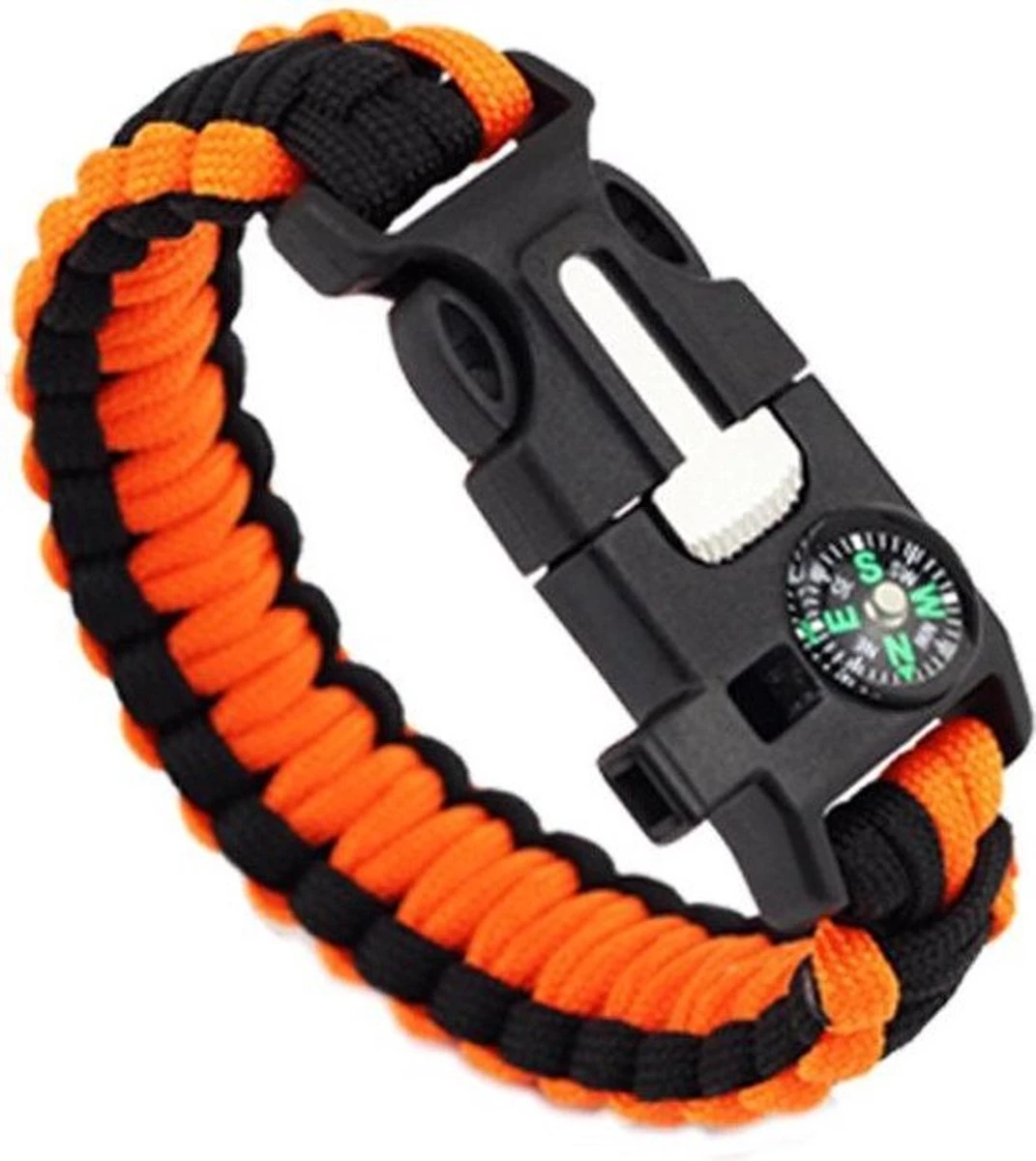 5 In 1 Paracord Survival Armband I 5 Functies I Multitool I Extra Sterk I Vuurstarter I Kompas I Fluitje I Oranje/Zwart 4 5 In 1 Paracord Survival Armband I 5 Functies I Multitool I Extra Sterk I Vuurstarter I Kompas I Fluitje I Oranje/Zwart - Afbeelding 2