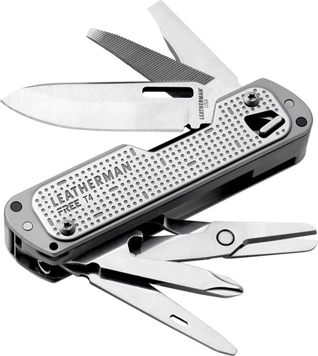 Leatherman Free T4 Zakmes - 12 Functies - RVS/Zilver - Veiligheidsclip 5 Leatherman Free T4 Zakmes - 12 Functies - RVS/Zilver - Veiligheidsclip - Afbeelding 3