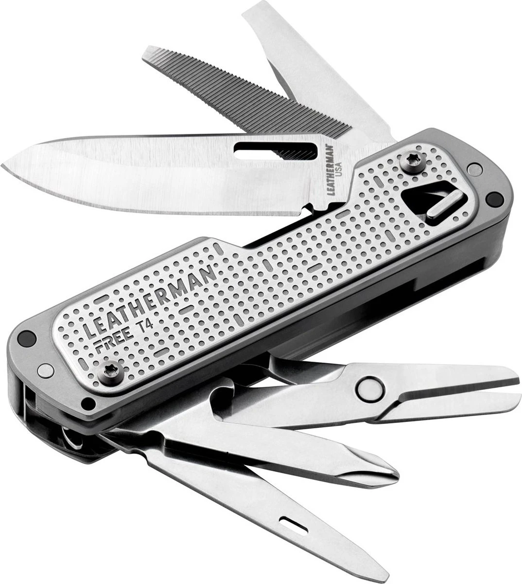 Leatherman Free T4 Zakmes - 12 Functies - RVS/Zilver - Veiligheidsclip 3 Leatherman Free T4 Zakmes - 12 Functies - RVS/Zilver - Veiligheidsclip