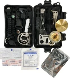 Ultimate Survival Kit - Compleet 18 Delig | Outdoor Camping Backpacking Emergency Survival Kit XXL Waterproof| SOS EDC Multifunctionele Box - BL -Falke Shop 1076x1200