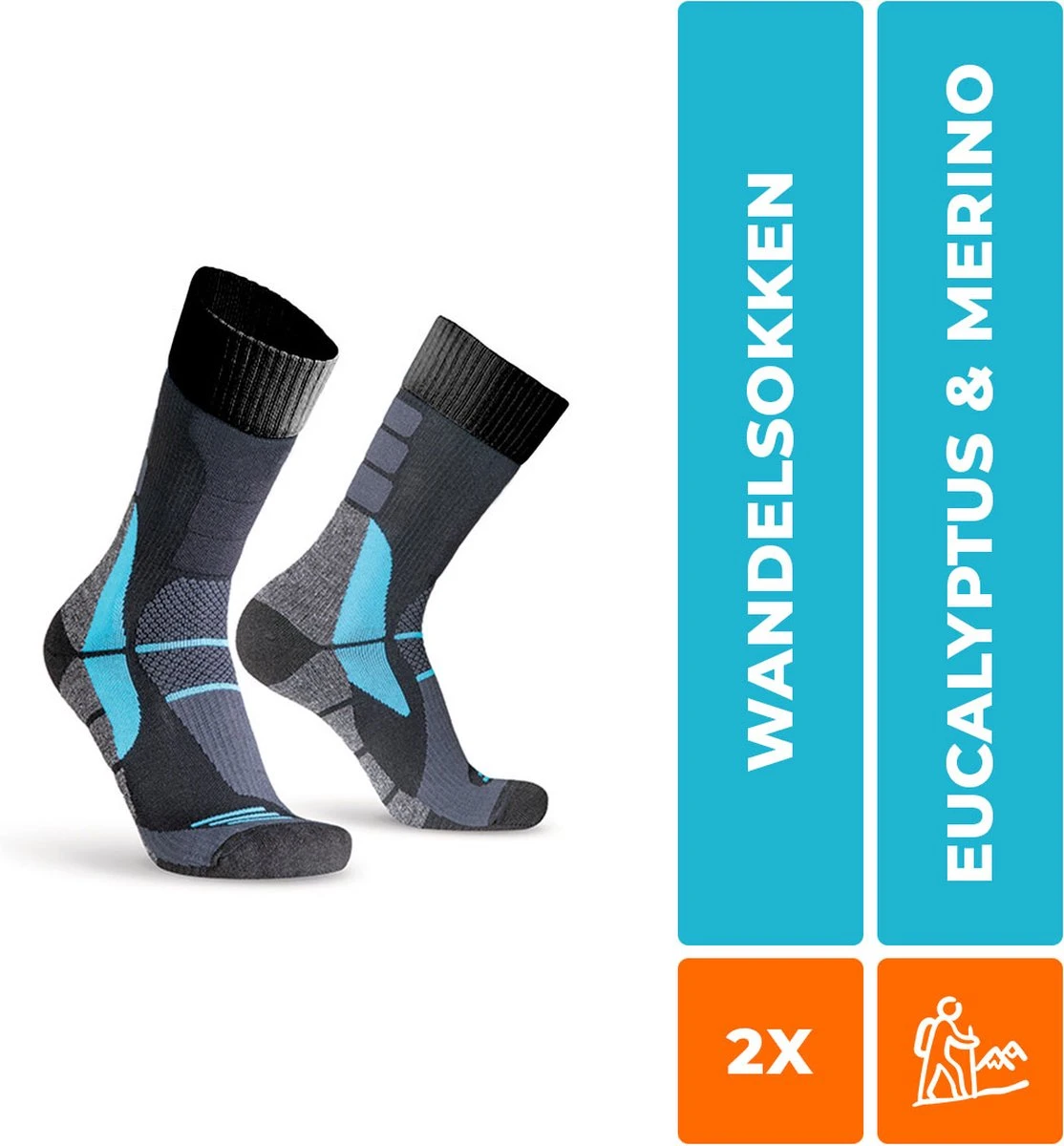 Enfuse Merino Wandelsokken Met Eucalyptus 2-Pack - Zwart / Blauw - Maat 43-46 6 Enfuse Merino Wandelsokken Met Eucalyptus 2-Pack - Zwart / Blauw - Maat 43-46 - Afbeelding 4
