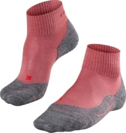 FALKE TK5 Wander Short Wandelen Anti Blaren, Anti Zweet Merino Wol Dames Sportsokken Rood - Maat 39-40