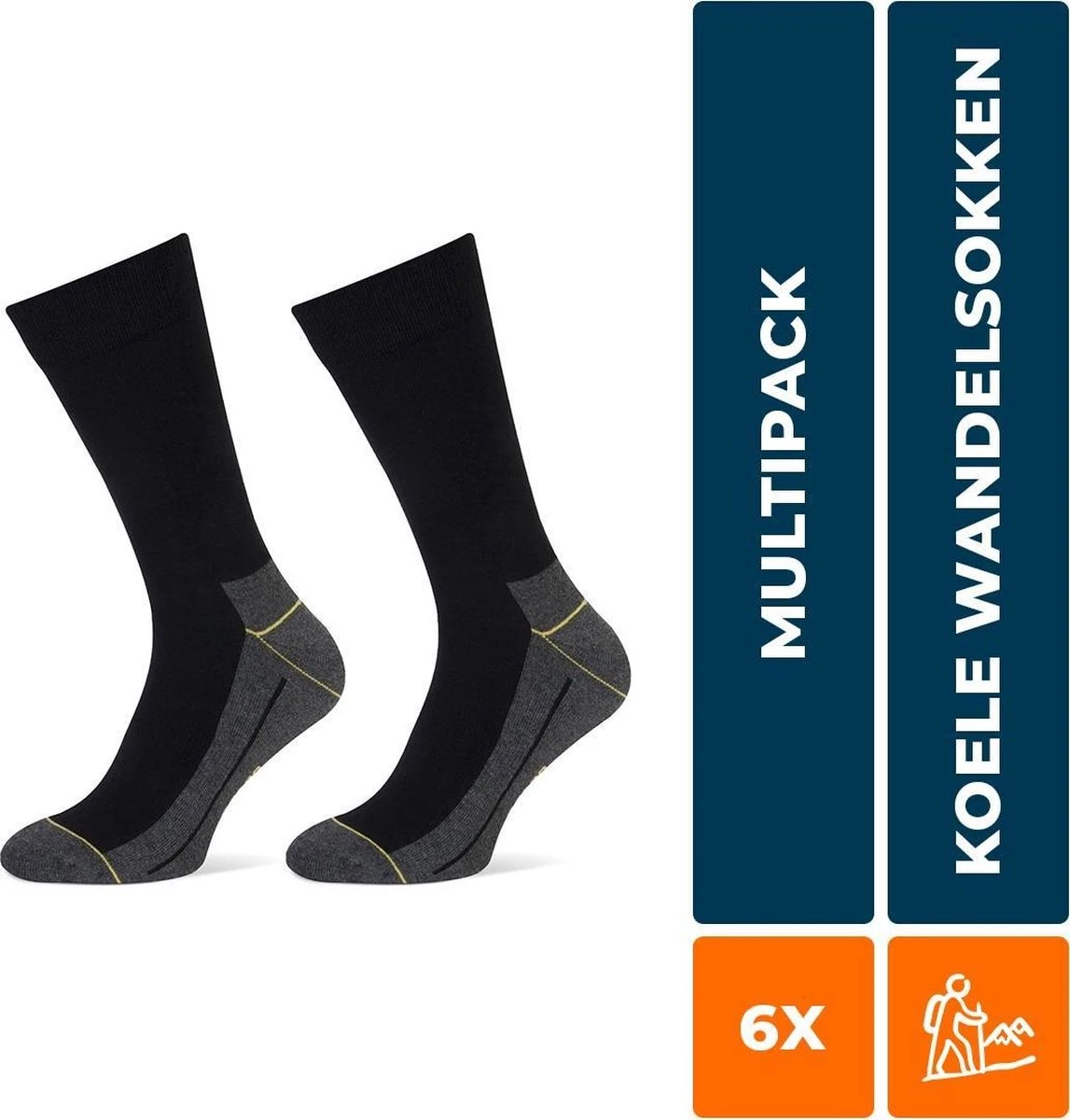 6-Pack Koele Wandelsokken Met Coolmax Walker - Zwart - Unisex - Maat 47-50 3 6-Pack Koele Wandelsokken Met Coolmax Walker - Zwart - Unisex - Maat 47-50