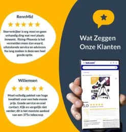 RP® Telescoop 375x Zoom Incl 4 Lenzen En Filterset - Sterrenkijker Volwassenen / Gevorderden - Verstelbaar Statief - Afstandsbediening, Planisfeer, Leerboek En Smartphone Adapter + Poster - CARBON -Falke Shop 1150x1200