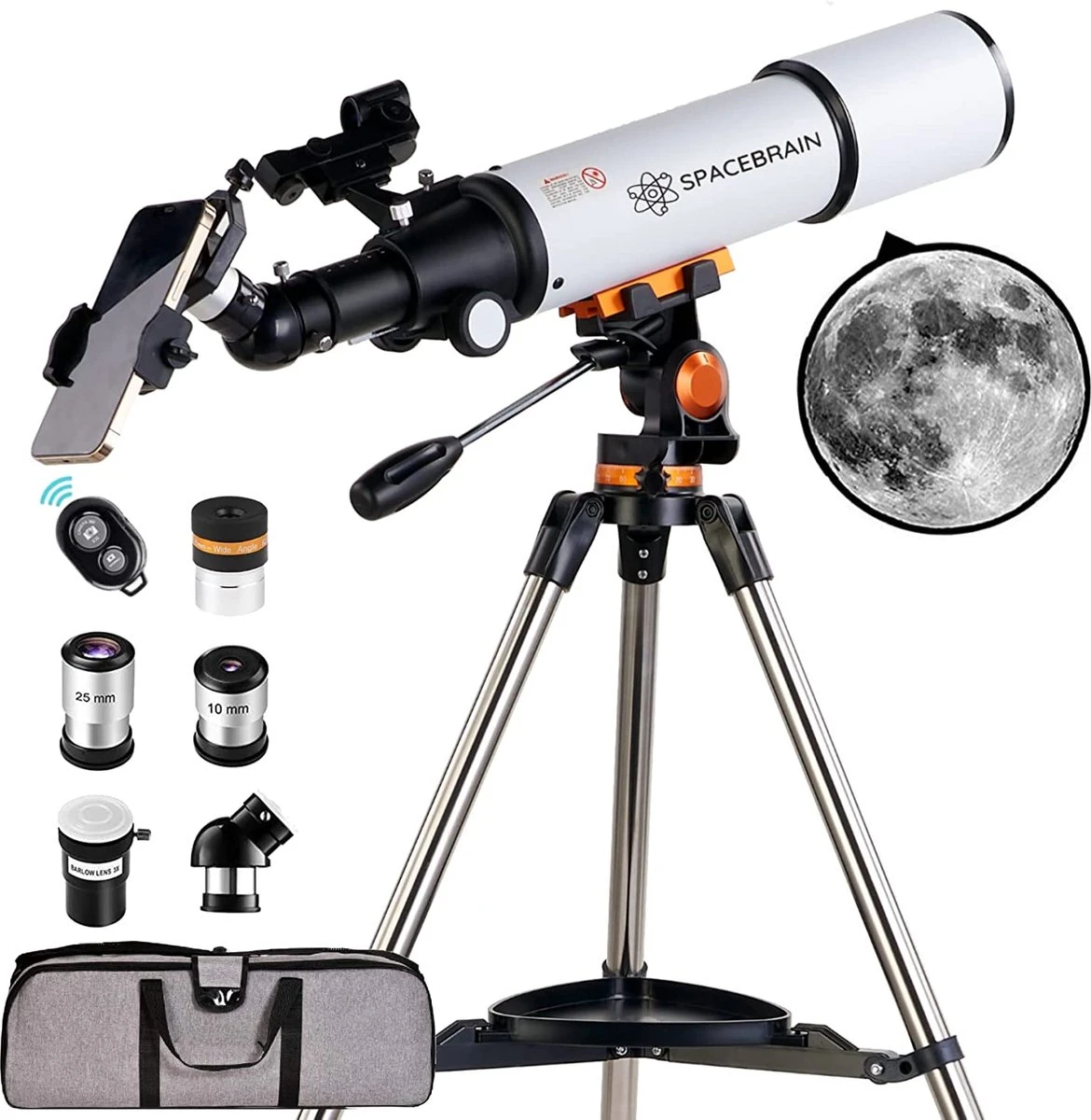 SPACEBRAIN® - 80/500 - Telescoop Voor Volwassenen - 80 Mm Opening En 500 Mm Brandpuntsafstand -professionele Astronomie-refractortelescoop Voor Kinderen En Beginners - Met AZ-montage - 3 Oculairs En Smartphone-adapter. 3 SPACEBRAIN® - 80/500 - Telescoop Voor Volwassenen - 80 Mm Opening En 500 Mm Brandpuntsafstand -professionele Astronomie-refractortelescoop Voor Kinderen En Beginners - Met AZ-montage - 3 Oculairs En Smartphone-adapter.