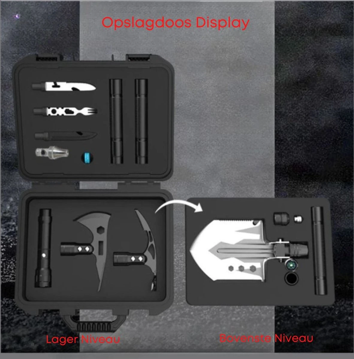 Merkloos Noodpakket | Survival Kit | Lichtgewicht | Must Have | Multifunctioneel | Bijl | Schop | Zaklamp 8 Merkloos Noodpakket | Survival Kit | Lichtgewicht | Must Have | Multifunctioneel | Bijl | Schop | Zaklamp - Afbeelding 6