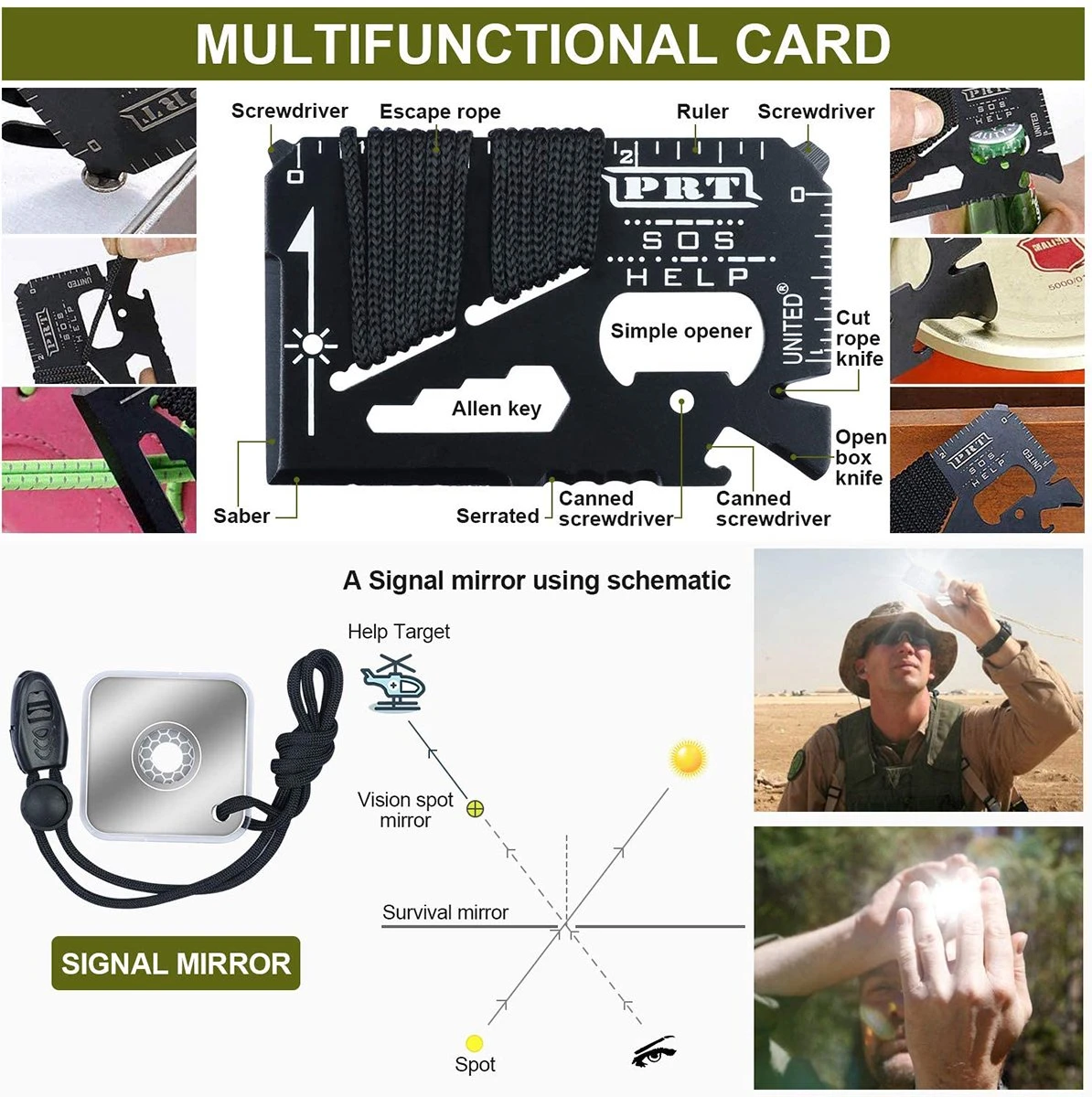 YONO Survival Kit Outdoor - Armband - Zakmes - Zaklamp - Vuurstarter - Kompas En Meer - XL Set 9 YONO Survival Kit Outdoor - Armband - Zakmes - Zaklamp - Vuurstarter - Kompas En Meer - XL Set - Afbeelding 7