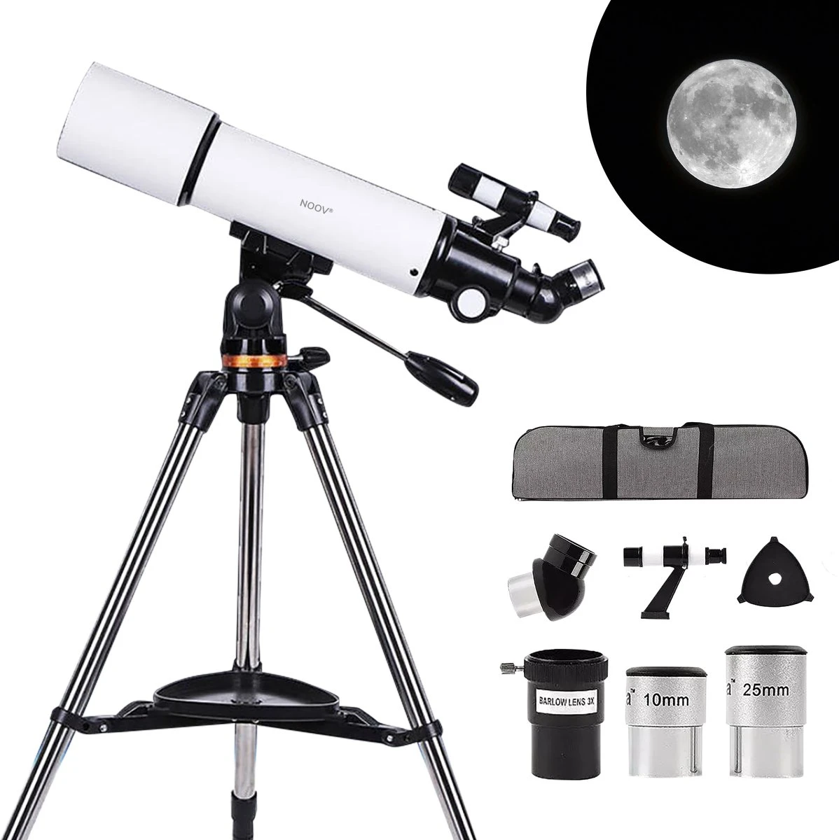 NOOV® - Telescoop – Sterrenkijker Volwassenen / Gevorderden – Sterrenkijker Kinderen – Extra Grote Lensopening 80mm –Rode Stipzoeker - Inclusief Anti-shock Statief & Stevige Draagtas 3 NOOV® - Telescoop – Sterrenkijker Volwassenen / Gevorderden – Sterrenkijker Kinderen – Extra Grote Lensopening 80mm –Rode Stipzoeker - Inclusief Anti-shock Statief & Stevige Draagtas