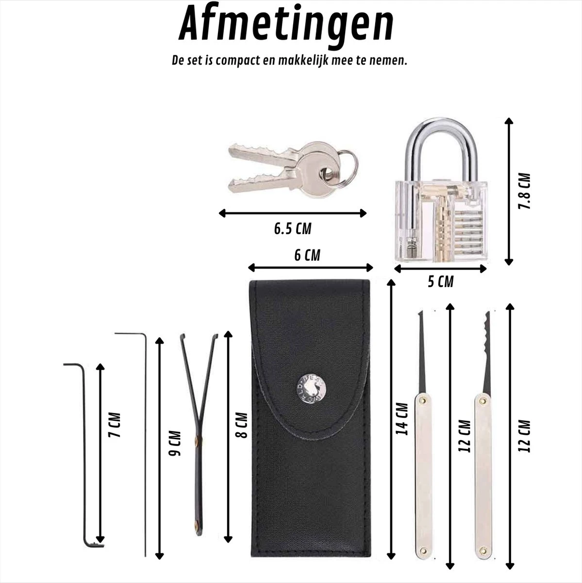 Lockpick Set 15 Delen – Alles Opener – Inclusief Transparant Oefenslot – Lockpicken Voor Professionals En Beginners - 9 Lockpick Set 15 Delen – Alles Opener – Inclusief Transparant Oefenslot – Lockpicken Voor Professionals En Beginners - - Afbeelding 7