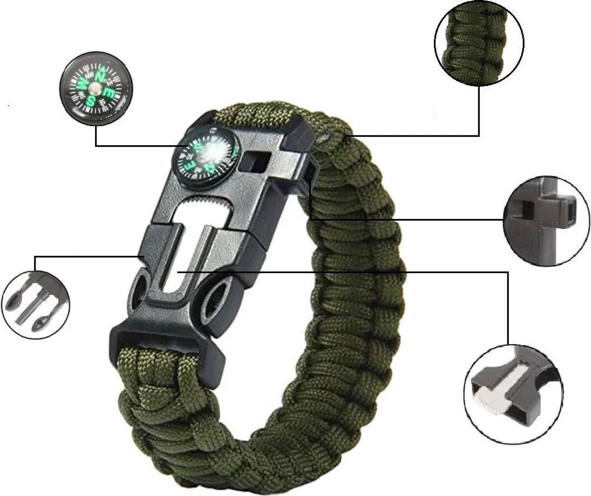 5 In 1 Paracord Survival Armband I 5 Functies I Multitool I Extra Sterk I Vuurstarter I Kompas I Fluitje I Oranje/Zwart 3 5 In 1 Paracord Survival Armband I 5 Functies I Multitool I Extra Sterk I Vuurstarter I Kompas I Fluitje I Oranje/Zwart