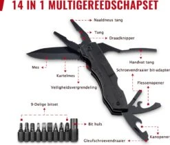 Multitool Zakmes Inclusief Draagetui & 9-Delige Bit Set - Kamperen - Survival Mes - Outdoor Activiteiten - Opvouwbaar Mes - Zwart -Falke Shop 1200x1023 1