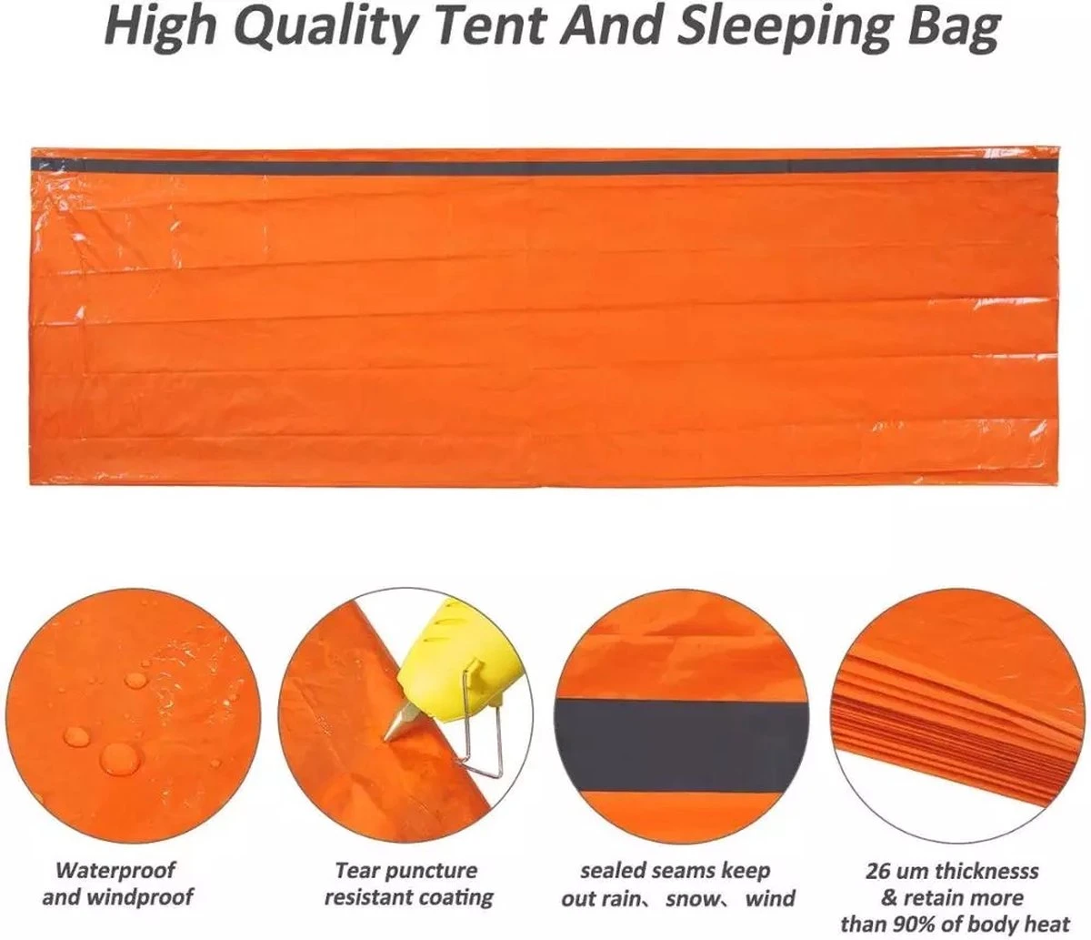 Bivvy | Nood Slaapzak | Survival Slaapzak | Emergency Sleeping Bag | Nooddeken | Backpack | Nood Tent | Noodtent | Hiken 4 Bivvy | Nood Slaapzak | Survival Slaapzak | Emergency Sleeping Bag | Nooddeken | Backpack | Nood Tent | Noodtent | Hiken - Afbeelding 2