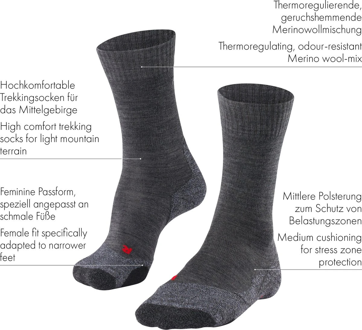 FALKE TK2 Explore Wandelen Anti Blaren, Anti Zweet Merino Wol Dames Sportsokken Blauw - Maat 37-38 8 FALKE TK2 Explore Wandelen Anti Blaren, Anti Zweet Merino Wol Dames Sportsokken Blauw - Maat 37-38 - Afbeelding 6