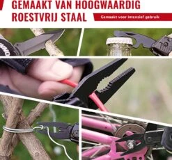 Multitool Zakmes Inclusief Draagetui & 9-Delige Bit Set - Kamperen - Survival Mes - Outdoor Activiteiten - Opvouwbaar Mes - Zwart -Falke Shop 1200x1116