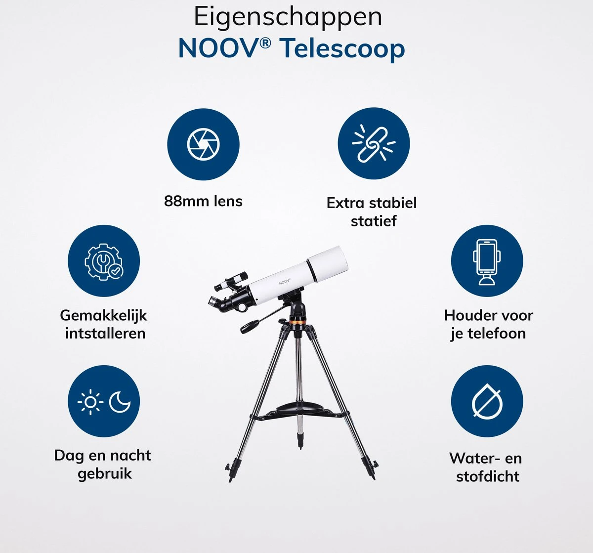 NOOV® - Telescoop – Sterrenkijker Volwassenen / Gevorderden – Sterrenkijker Kinderen – Extra Grote Lensopening 80mm –Rode Stipzoeker - Inclusief Anti-shock Statief & Stevige Draagtas 5 NOOV® - Telescoop – Sterrenkijker Volwassenen / Gevorderden – Sterrenkijker Kinderen – Extra Grote Lensopening 80mm –Rode Stipzoeker - Inclusief Anti-shock Statief & Stevige Draagtas - Afbeelding 3