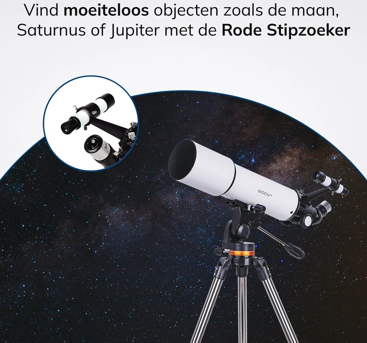 NOOV® - Telescoop – Sterrenkijker Volwassenen / Gevorderden – Sterrenkijker Kinderen – Extra Grote Lensopening 80mm –Rode Stipzoeker - Inclusief Anti-shock Statief & Stevige Draagtas 4 NOOV® - Telescoop – Sterrenkijker Volwassenen / Gevorderden – Sterrenkijker Kinderen – Extra Grote Lensopening 80mm –Rode Stipzoeker - Inclusief Anti-shock Statief & Stevige Draagtas - Afbeelding 2