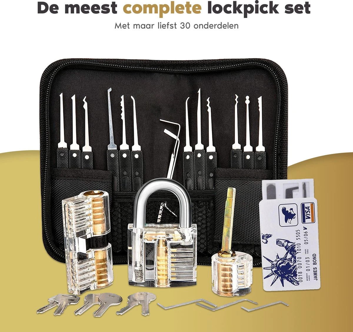 MyGoodz Lockpick Set 30 Delig – Meest Uitgebreid - Inlcusief Handleiding - Lock Pick Gereedschap Etui - Tools - Oefenslot Voor Beginners En Gevorderden – Survivalset - Cadeau Voor Mannen - Incl. Pocket Tools 7 MyGoodz Lockpick Set 30 Delig – Meest Uitgebreid - Inlcusief Handleiding - Lock Pick Gereedschap Etui - Tools - Oefenslot Voor Beginners En Gevorderden – Survivalset - Cadeau Voor Mannen - Incl. Pocket Tools - Afbeelding 5