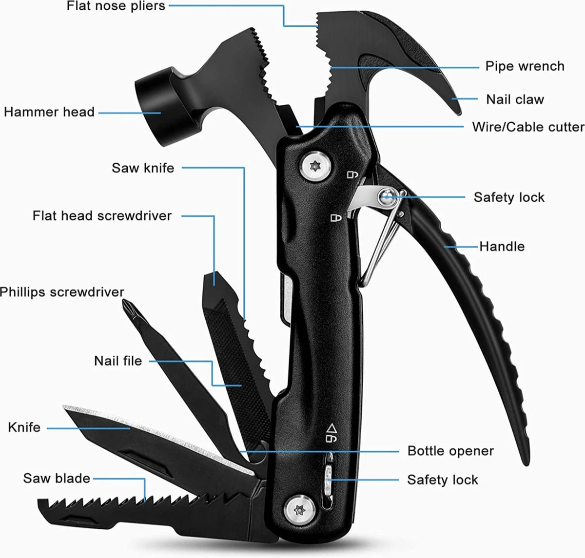 BIIB 12-in-1 Multifunctioneel Gereedschap, Vaderdag Cadeau, Mannengeschenken Voor Vaderdag, Multitool Camping Accessoires Gadgets Voor Mannen, Papa Cadeau 3 BIIB 12-in-1 Multifunctioneel Gereedschap, Vaderdag Cadeau, Mannengeschenken Voor Vaderdag, Multitool Camping Accessoires Gadgets Voor Mannen, Papa Cadeau