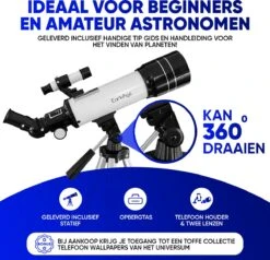 Earkings Telescoop Sterrenkijker 70/400 Mm Voor Kinderen, Beginners En Gevorderden - Inclusief Statief, Opbergtas, Twee Lenzen 25mm & 10mm En Barlow Lens, Telefoon Houder Voor Foto’s - F/5.7 Magnificatie 13 Earkings Telescoop Sterrenkijker 70/400 Mm Voor Kinderen, Beginners En Gevorderden - Inclusief Statief, Opbergtas, Twee Lenzen 25mm & 10mm En Barlow Lens, Telefoon Houder Voor Foto’s - F/5.7 Magnificatie -Falke Shop 1200x1158 5