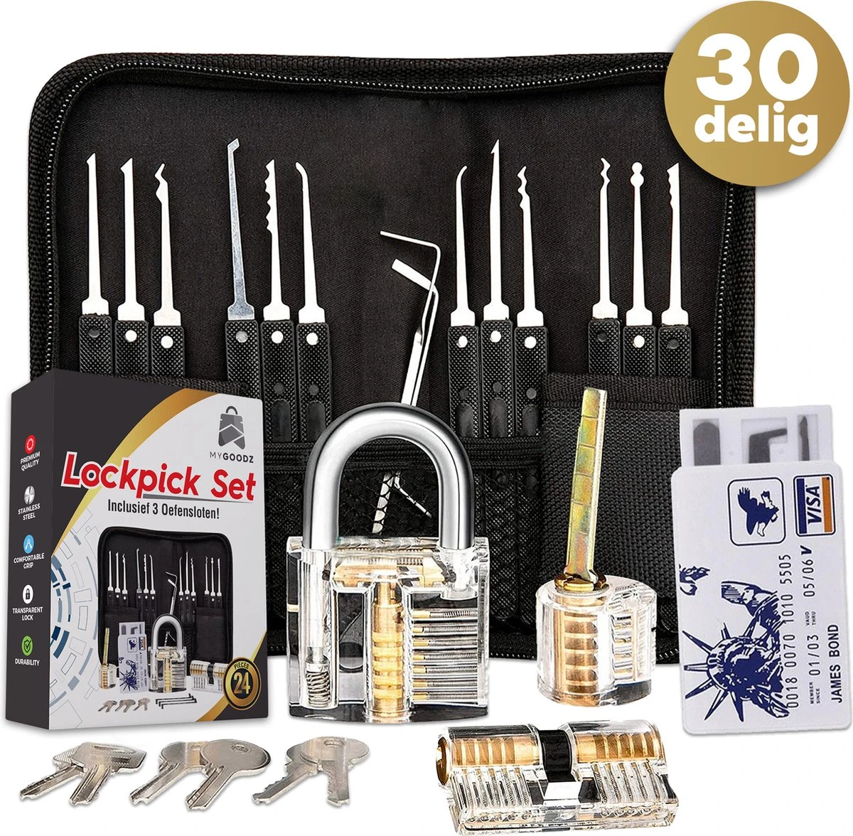 MyGoodz Lockpick Set 30 Delig – Meest Uitgebreid - Inlcusief Handleiding - Lock Pick Gereedschap Etui - Tools - Oefenslot Voor Beginners En Gevorderden – Survivalset - Cadeau Voor Mannen - Incl. Pocket Tools 3 MyGoodz Lockpick Set 30 Delig – Meest Uitgebreid - Inlcusief Handleiding - Lock Pick Gereedschap Etui - Tools - Oefenslot Voor Beginners En Gevorderden – Survivalset - Cadeau Voor Mannen - Incl. Pocket Tools