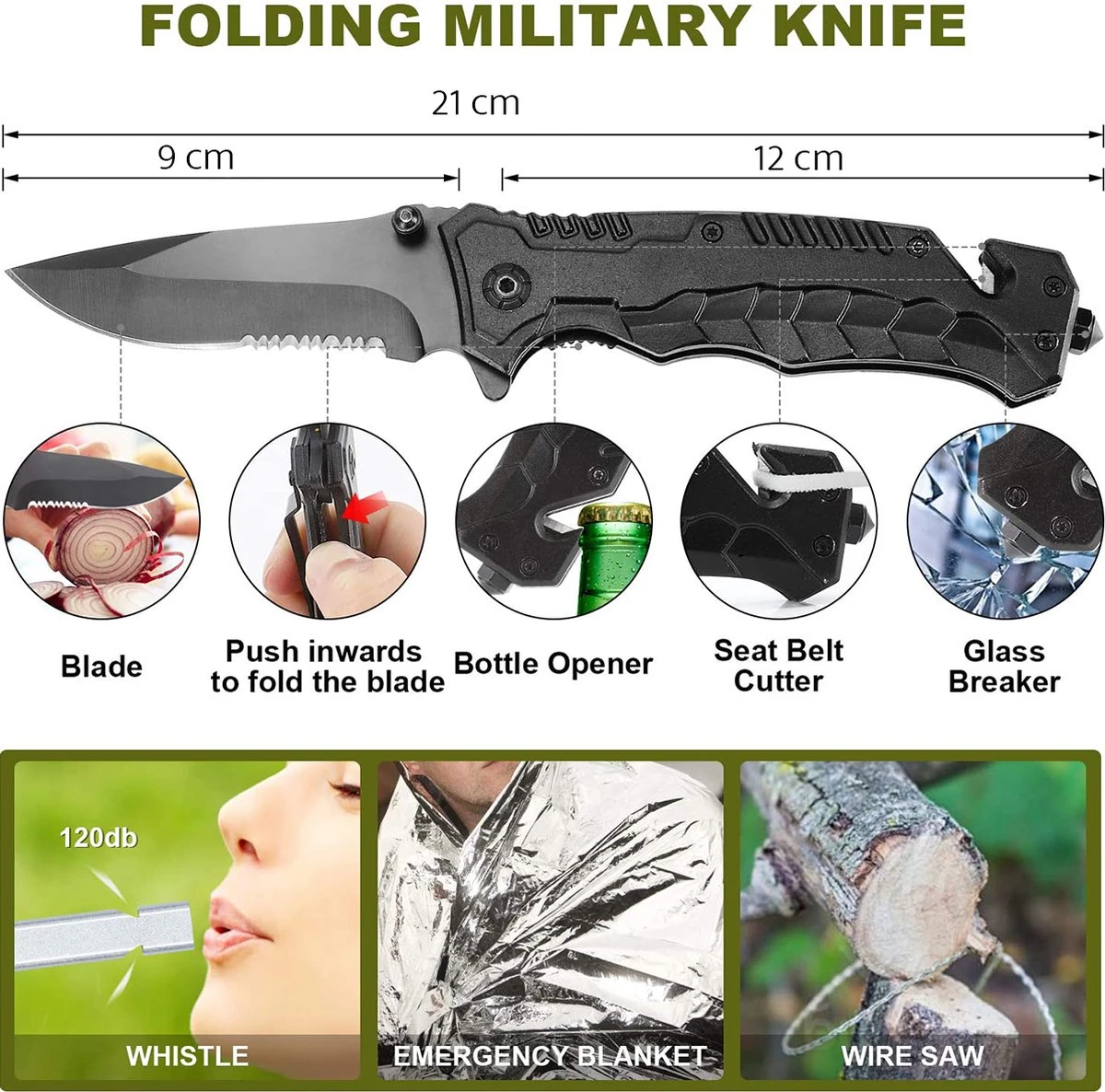 YONO Survival Kit Outdoor - Armband - Zakmes - Zaklamp - Vuurstarter - Kompas En Meer - XL Set 8 YONO Survival Kit Outdoor - Armband - Zakmes - Zaklamp - Vuurstarter - Kompas En Meer - XL Set - Afbeelding 6