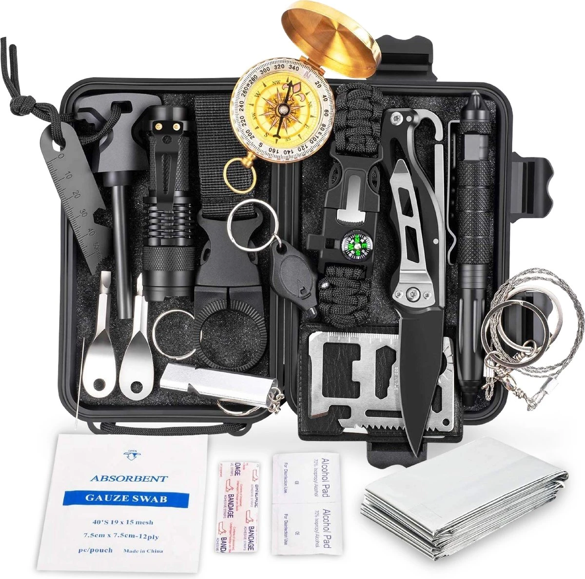 Merkloos Survival Kit Outdoor – Survival Spullen Set – Mes - Kompas - 18 Delig 3 Merkloos Survival Kit Outdoor – Survival Spullen Set – Mes - Kompas - 18 Delig