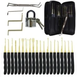 Lockpick Set Voor Beginners En Gevorderden Met Luxe Lederen Hoes - Lock Pick Set - Lockpicker - 20 Delig - Zwart