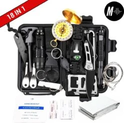 MGR Noodpakket – Survival Kit – Outdoor – Survival Kit Outdoor – Survival Mes – Zaklamp – 18-Delig