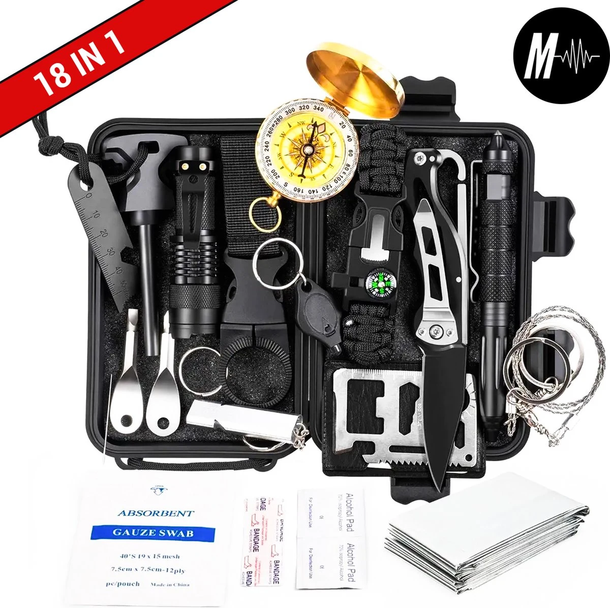 MGR Noodpakket – Survival Kit – Outdoor – Survival Kit Outdoor – Survival Mes – Zaklamp – 18-Delig 3 MGR Noodpakket – Survival Kit – Outdoor – Survival Kit Outdoor – Survival Mes – Zaklamp – 18-Delig