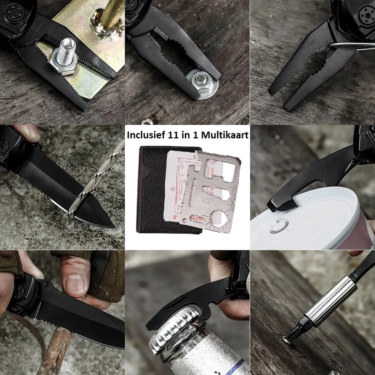 PLAY IT Zakmes Multitool 14 In 1 Incl. Draagetui & 9 Delige Bit Set - 11 In 1 Multikaart - Zwart 7 PLAY IT Zakmes Multitool 14 In 1 Incl. Draagetui & 9 Delige Bit Set - 11 In 1 Multikaart - Zwart - Afbeelding 5