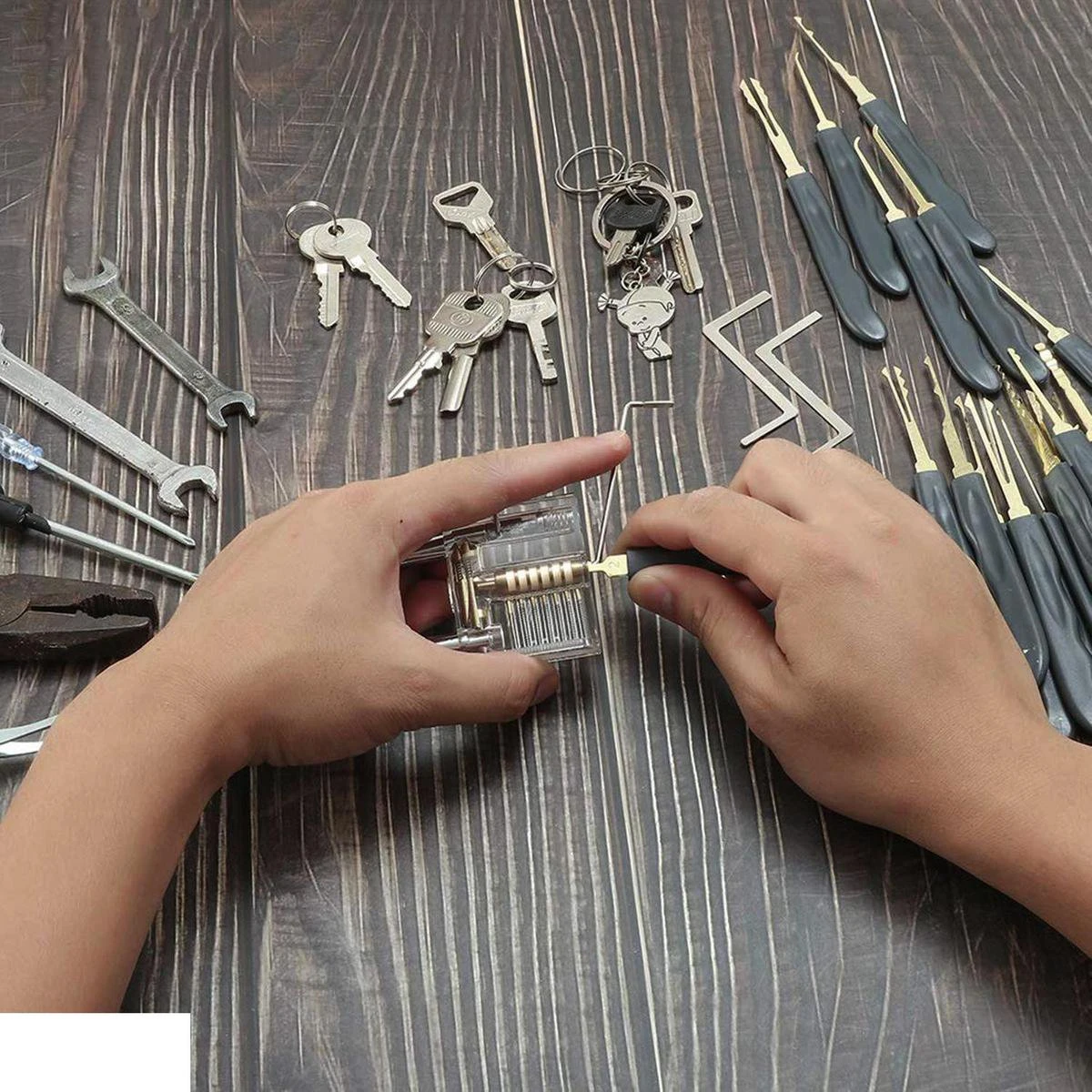 Lockpick Set Voor Beginners En Gevorderden Met Luxe Lederen Hoes - Lock Pick Set - Lockpicker - 20 Delig - Zwart 7 Lockpick Set Voor Beginners En Gevorderden Met Luxe Lederen Hoes - Lock Pick Set - Lockpicker - 20 Delig - Zwart - Afbeelding 5