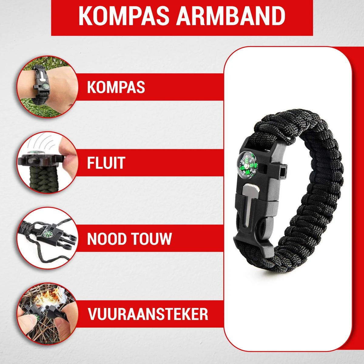 MGR Noodpakket – Survival Kit – Outdoor – Survival Kit Outdoor – Survival Mes – Zaklamp – 18-Delig 5 MGR Noodpakket – Survival Kit – Outdoor – Survival Kit Outdoor – Survival Mes – Zaklamp – 18-Delig - Afbeelding 3