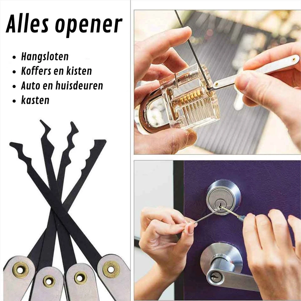Lockpick Set 15 Delen – Alles Opener – Inclusief Transparant Oefenslot – Lockpicken Voor Professionals En Beginners - 8 Lockpick Set 15 Delen – Alles Opener – Inclusief Transparant Oefenslot – Lockpicken Voor Professionals En Beginners - - Afbeelding 6
