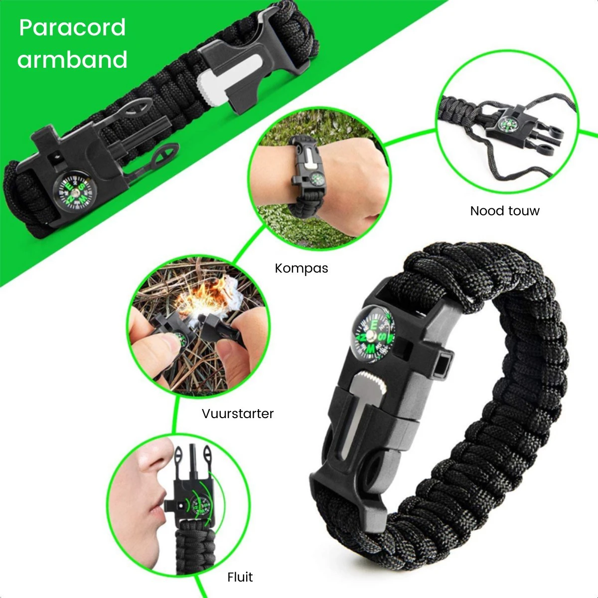 Survival Kit - Professionele XL Uitrusting - Survival Armband, Zakmes, Paracord Armband, Vuursteen Vuurstarter Kit, Zaklamp, Kompas - Noodpakket - Outdoor Camping Survival Set - Survival Spullen - Cadeau Man 6 Survival Kit - Professionele XL Uitrusting - Survival Armband, Zakmes, Paracord Armband, Vuursteen Vuurstarter Kit, Zaklamp, Kompas - Noodpakket - Outdoor Camping Survival Set - Survival Spullen - Cadeau Man - Afbeelding 5
