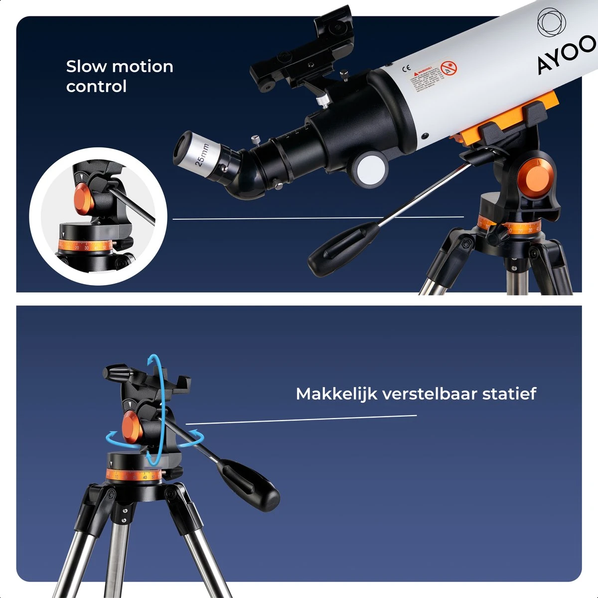 AYOO® Telescoop - Sterrenkijker - 250X Zoom - Volledige Set - Smartphone Houder - Verstelbaar Statief - Draagtas - 80/500mm 7 AYOO® Telescoop - Sterrenkijker - 250X Zoom - Volledige Set - Smartphone Houder - Verstelbaar Statief - Draagtas - 80/500mm - Afbeelding 5