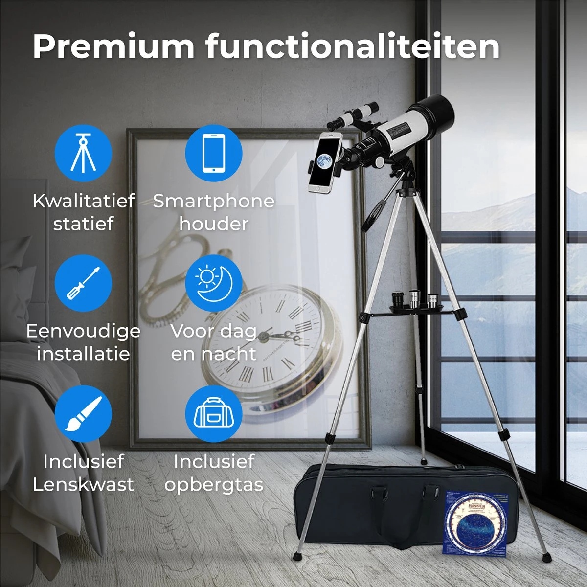 Nuvance - Telescoop - 300x Vergroting - Sterrenkijker Volwassenen / Kinderen - Inclusief Statief En Draagtas - Astronomie En Sterrenkunde - Nachtkijker 4 Nuvance - Telescoop - 300x Vergroting - Sterrenkijker Volwassenen / Kinderen - Inclusief Statief En Draagtas - Astronomie En Sterrenkunde - Nachtkijker - Afbeelding 2