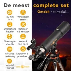 RP® Telescoop 375x Zoom Incl 4 Lenzen En Filterset - Sterrenkijker Volwassenen / Gevorderden - Verstelbaar Statief - Afstandsbediening, Planisfeer, Leerboek En Smartphone Adapter + Poster - CARBON -Falke Shop 1200x1200 540