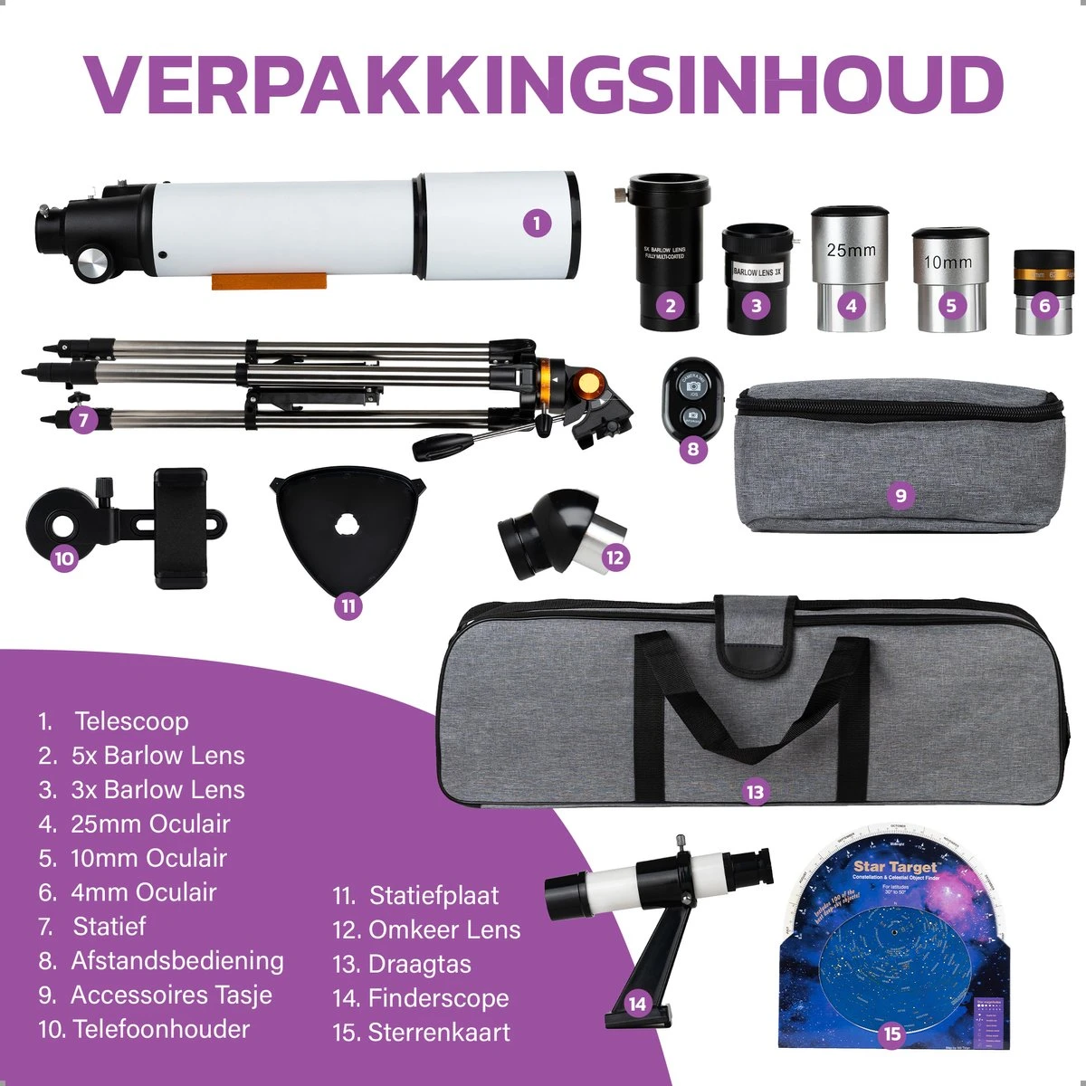 Telescoop Deluxe - Sterrenkijker - Astronomie - Nachtkijker - Sterrenkunde - Waterproof - Geschikt Voor Volwassenen En Kinderen 13 Telescoop Deluxe - Sterrenkijker - Astronomie - Nachtkijker - Sterrenkunde - Waterproof - Geschikt Voor Volwassenen En Kinderen - Afbeelding 11