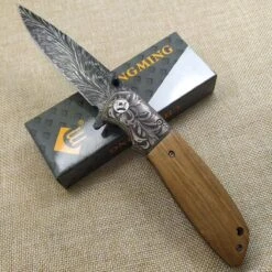 Zakmes - Damascus - Survival - Outdoor Mes - Pocket Knife - Vlijmscherp - Houten Handvat - Stoer - Hunting Knife - Kamperen - 22cm - Cadeau Tip -Falke Shop 1200x1200 98