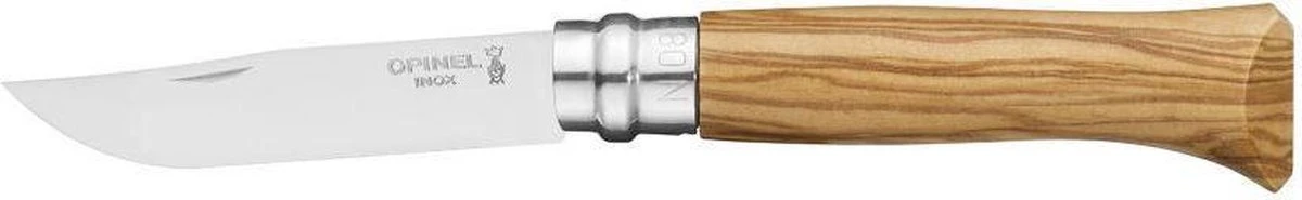 Opinel No.08 Zakmes - RVS - Olijfhout - Houten Kistje 5 Opinel No.08 Zakmes - RVS - Olijfhout - Houten Kistje - Afbeelding 3