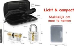 Merkloos 34 Delige Lockpick Set Voor Beginners En Gevorderden Met 2x Oefenslot Een Opberghoes En Opberg Doosjes - Lockpicking Set - Survival Kit - Gereedschapset - Doorzichtig Slot Transparant - Slotenmaker -Falke Shop 1200x749 3