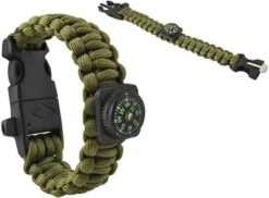Merkloos Paracord Armband Army Green 5-in-1 Tool Survival Outdoor Actief Lichtgewicht Waterdicht
