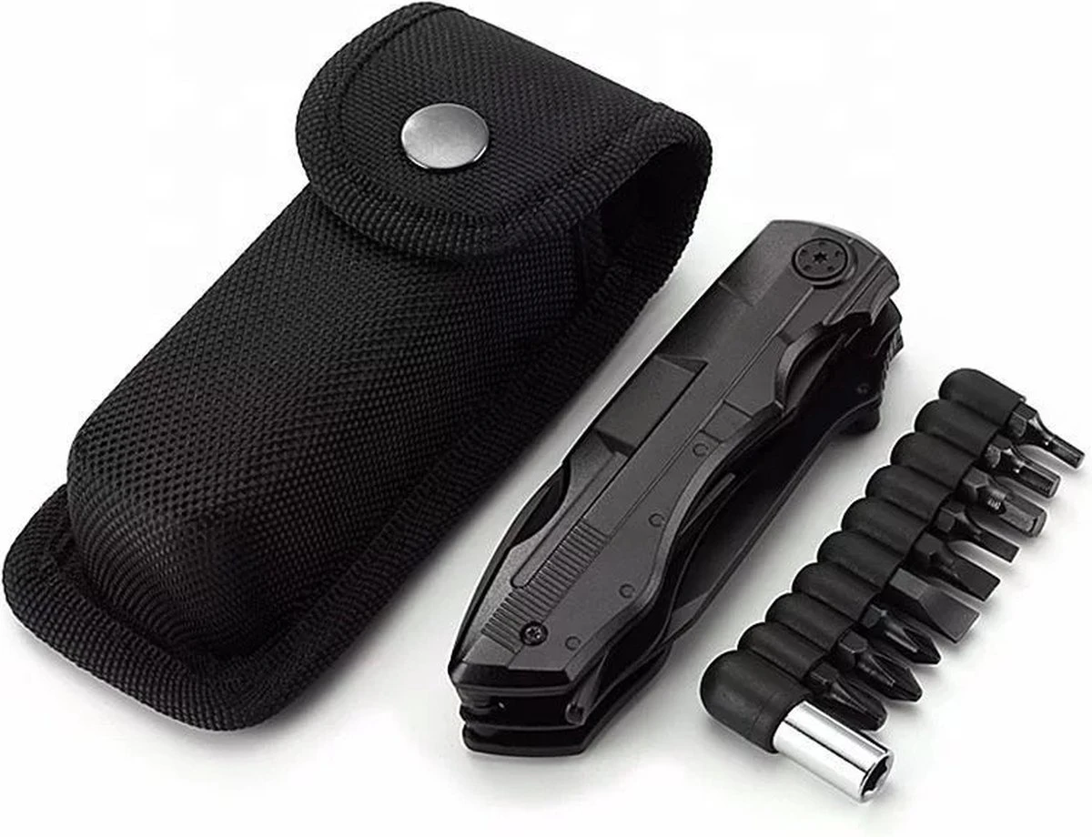 PLAY IT Zakmes Multitool 14 In 1 Incl. Draagetui & 9 Delige Bit Set - 11 In 1 Multikaart - Zwart 11 PLAY IT Zakmes Multitool 14 In 1 Incl. Draagetui & 9 Delige Bit Set - 11 In 1 Multikaart - Zwart - Afbeelding 9