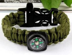 Merkloos Armband Met Kompas - Survival Paracord Horloge - Kompas Sleutelhanger - Lichtgewicht - Groen