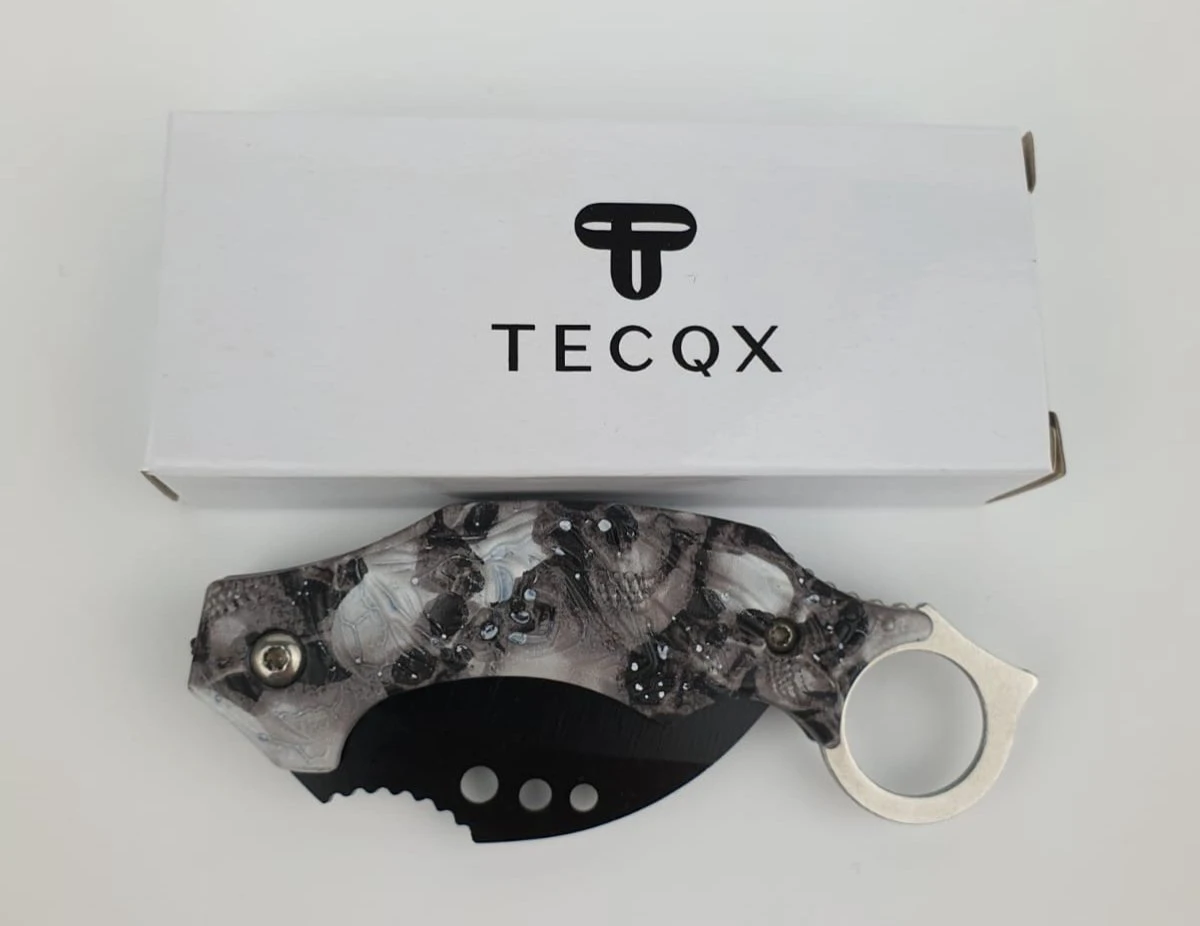 TECQX Mini Karambit - Zakmes - Survival Mes - Counter Strike - Kamperen - Scouting Mes - White Skull 8 TECQX Mini Karambit - Zakmes - Survival Mes - Counter Strike - Kamperen - Scouting Mes - White Skull - Afbeelding 6