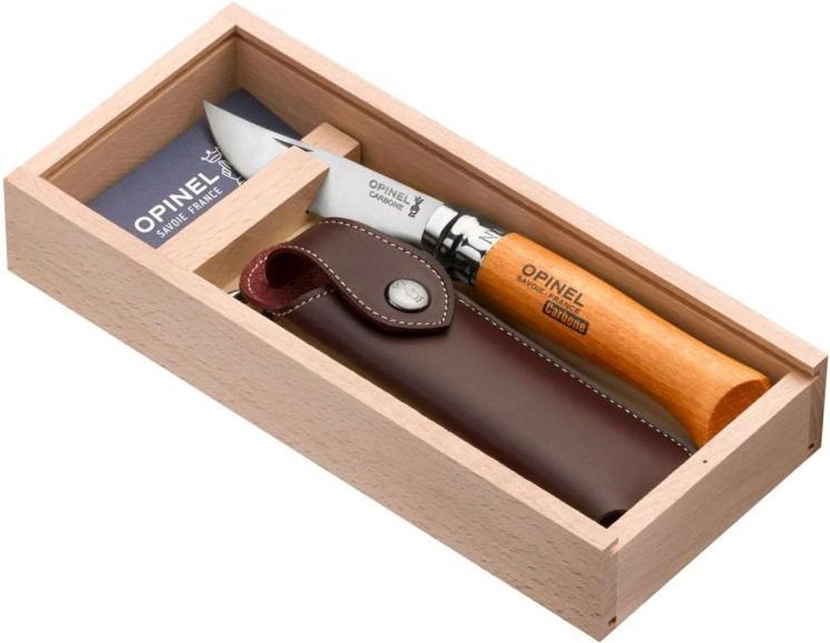 Opinel No.08 Zakmes - Carbon - Hout - Houten Kistje 6 Opinel No.08 Zakmes - Carbon - Hout - Houten Kistje - Afbeelding 4