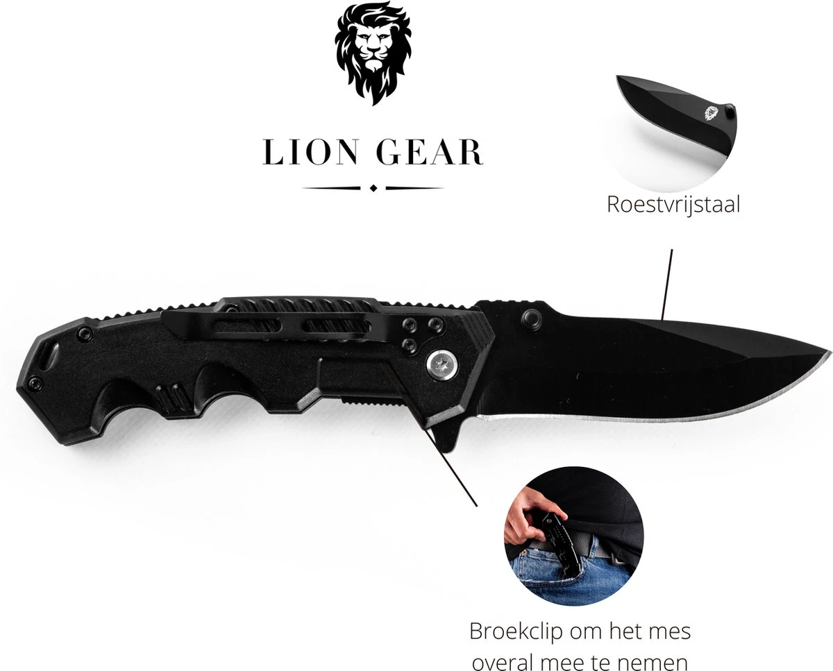 Survival Zakmes Outdoor – 1 Hand Open Systeem En Broekclip – 20 CM Vouwmes – RVS – Lion Gear KN-05 5 Survival Zakmes Outdoor – 1 Hand Open Systeem En Broekclip – 20 CM Vouwmes – RVS – Lion Gear KN-05 - Afbeelding 3