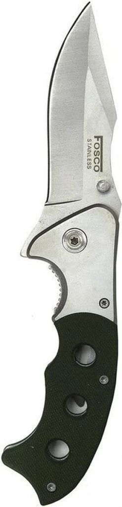 Survival Mes Met Clip Leger Groen Van Metaal - Inklapbaar - 20 Cm - Zakmes