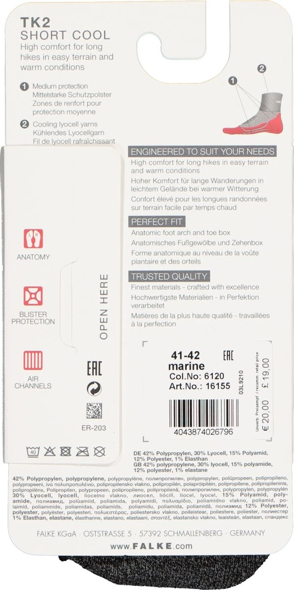 FALKE TK2 Explore Cool Short Wandelen Anti Blaren Functioneel Garen Dames Sportsokken Blauw - Maat 37-38 17 FALKE TK2 Explore Cool Short Wandelen Anti Blaren Functioneel Garen Dames Sportsokken Blauw - Maat 37-38 - Afbeelding 15